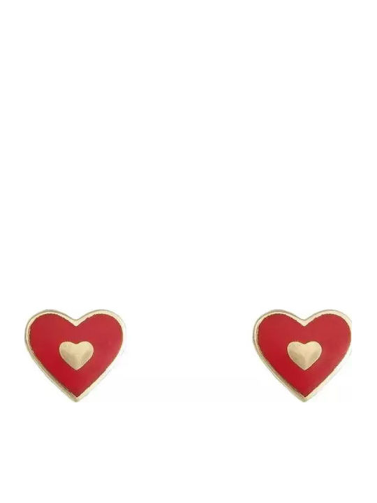Kids Earrings Studs Hearts from Gold 14K