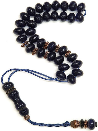 Roloi Komboloi Resin Worry Beads with 33 Beads Blue 32cm
