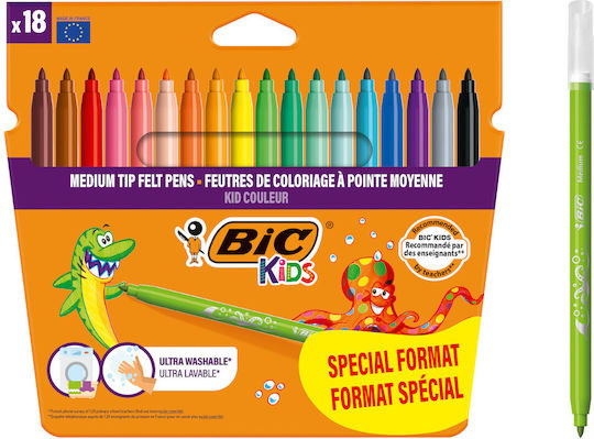 BIC Μαρκαδόροι Ζωγραφικής Λεπτοί, Πλενόμενοι Σετ 18 χρώματα