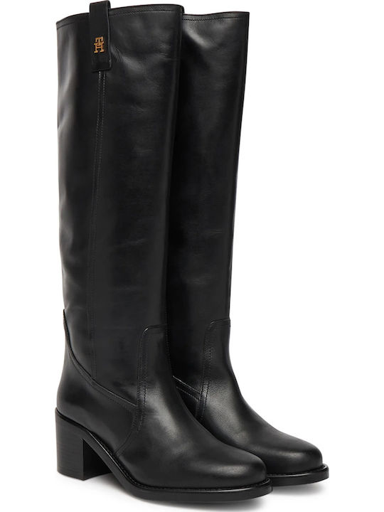 Tommy Hilfiger Leder Damenstiefel Reiten Schwarz
