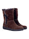 Leder Damenstiefel mit Pelz Braun