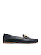 Leather Women's Moccasins in Blue Color