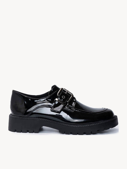 Black Loafers Double Metal Eyelet K Chunky Sole