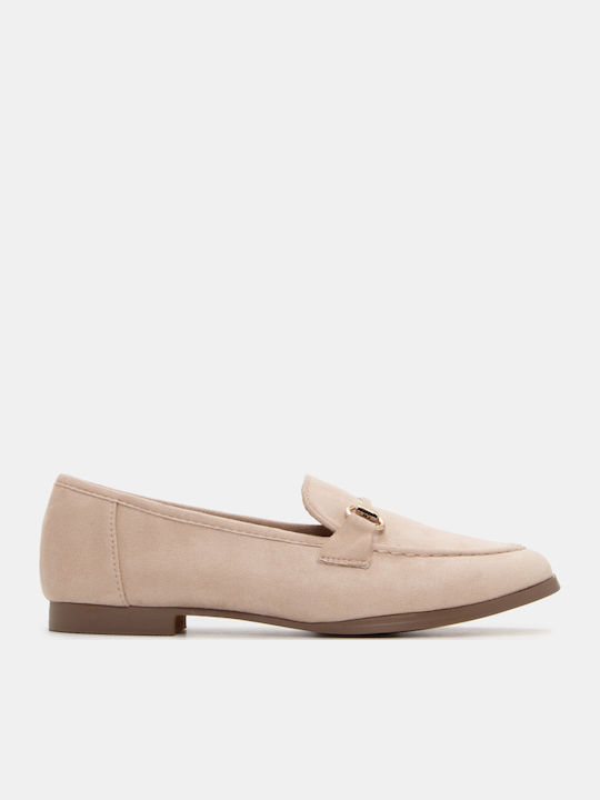 Luigi Leather Women's Moccasins in Beige Color
