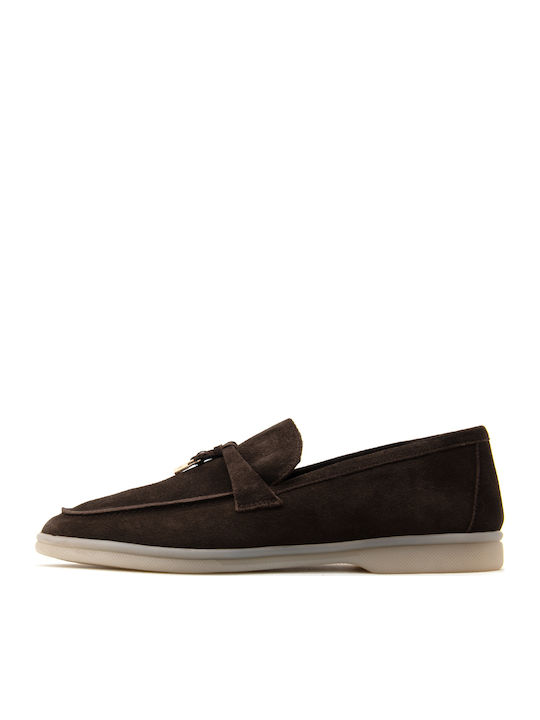 Leder Damen Mokassins in Braun Farbe