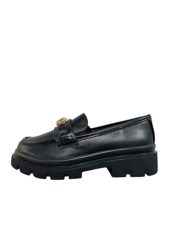 Girls Leather Moccasins Black