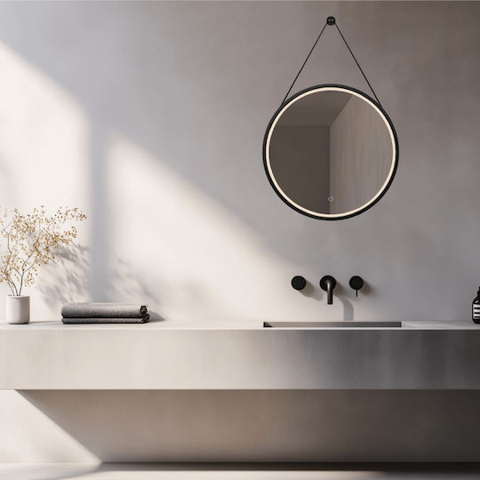 Zambelis Lights 25387 Wall Mirror Black & LED Lighting Diameter 60cm Zambelis Lights 25387 Wall Mirror Black & LED Lighting Diameter 60cm