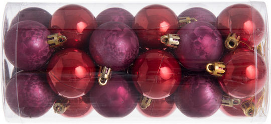 Hanging Ball Ornament Ornament Red 4cm Set 24pcs