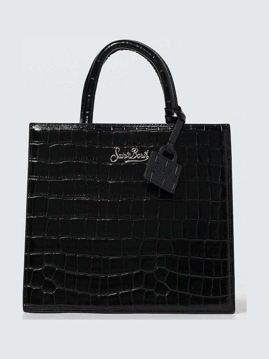 Leather Women's Shoulder and Backpack Bag Crocodile Black