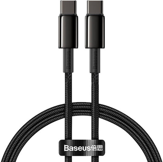 Baseus Tungsten Braided USB 2.0 Cable USB-C Male - USB-C 100W PD Gold 1m CATWJ-01