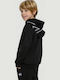 Fleece Lined Kids Sweatshirt With Hood And Pockets Black Minime