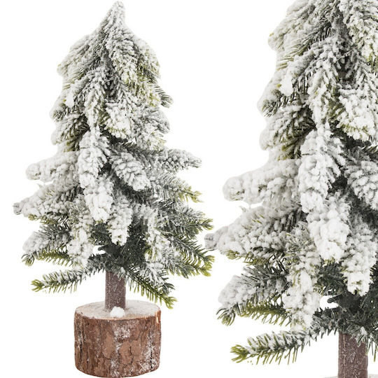 Christmas Decorative Snowy Wood Tree 26cm Green