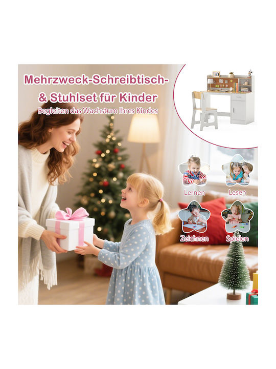 Kinder Schreibtisch aus Melamin Weiß 109,5x48x1...