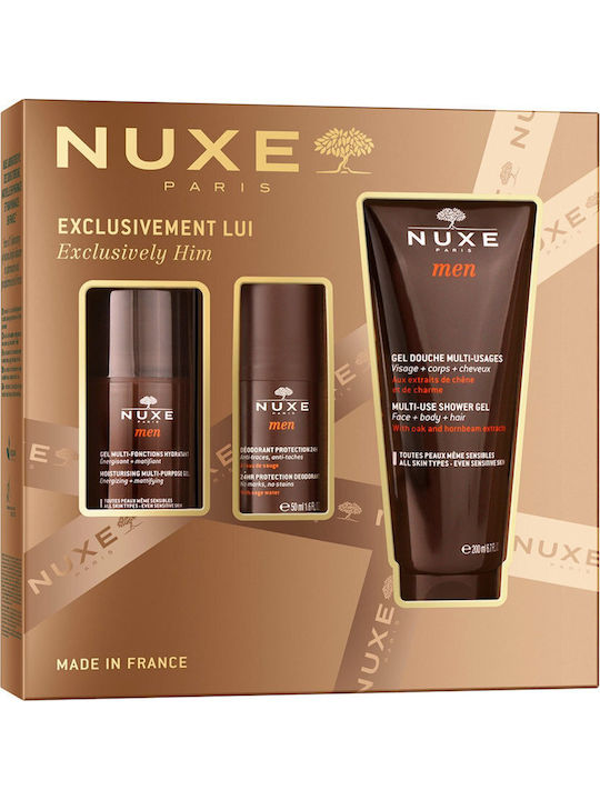 Nuxe Exclusively Him Σετ Περιποίησης για Ενυδάτωση, Καθαρισμό Σώματος & Καθαρισμό Προσώπου 3τμχ