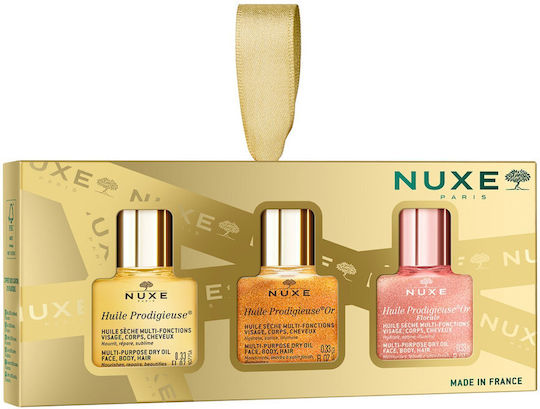 Nuxe Huile Prodigieuse Skin Care Set for Moisturizing & Brightening 3pcs