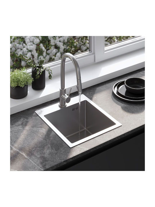 Rea Drop-In Sink Inox Satin W45xD40cm Black