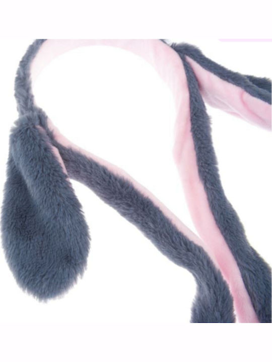 Rabbit Ear Headband Movement Gray Pink Synthetic Fur