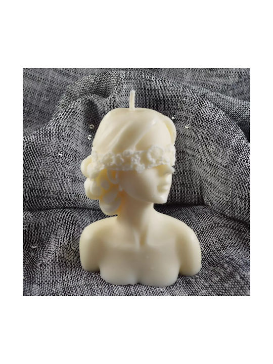 Woman's Statue Candle with Closed Eyes Vanilla