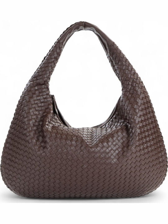Passaggio Leather Γυναικεία Τσάντα Ώμου Καφέ
