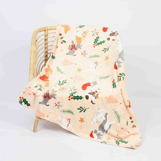 Lucktora Κουβέρτα Fleece Μονή 160x220εκ. Μπεζ
