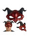 Mască Demon Halloween Cu Coarne Zola Bandă Elastică 21 X 34 Cm Roșu Negru