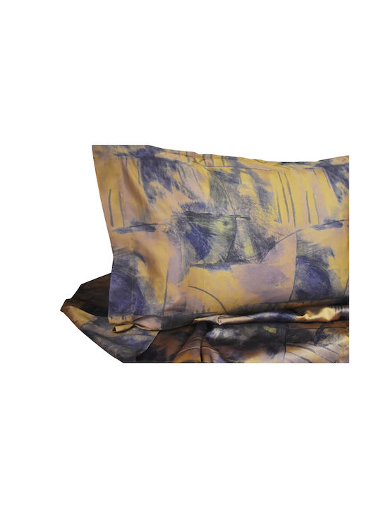 Decotelia Kissenbezug Oxford Blue-gold 50x70cm.