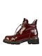 Leather Women's Ankle Boots Burgundy