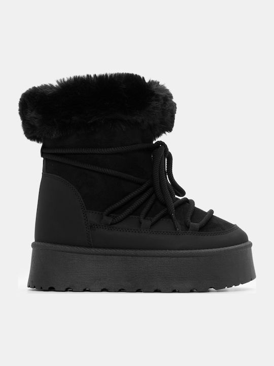 Luigi Women's Ankle Boots with Fur Black