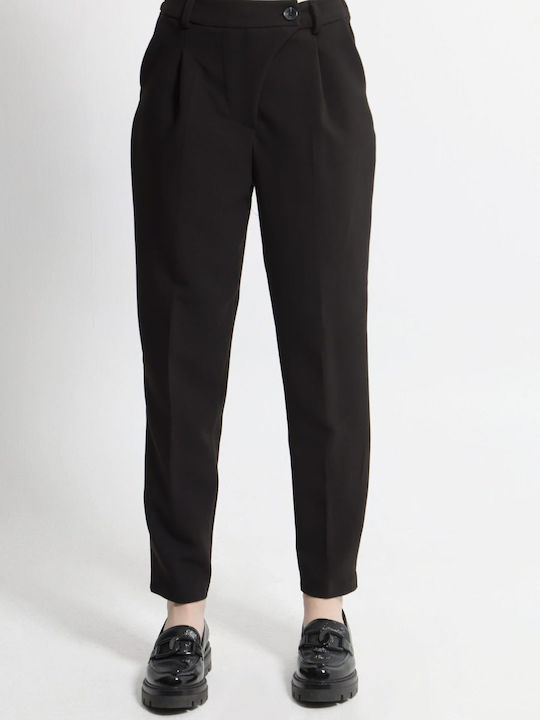 Tresor Women's High-waisted Fabric Trousers Black