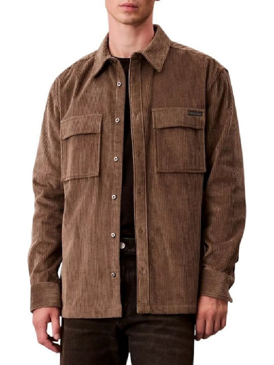 Calvin Klein Long-sleeved Corduroy Shirt Brown