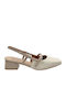 Synthetic Leather Ecru Heels