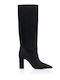 Wildleder Damenstiefel mit hohem Absatz Schwarz