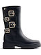 Leder Damenstiefel Schwarz