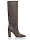 Leather High Heel Women's Boots Gray