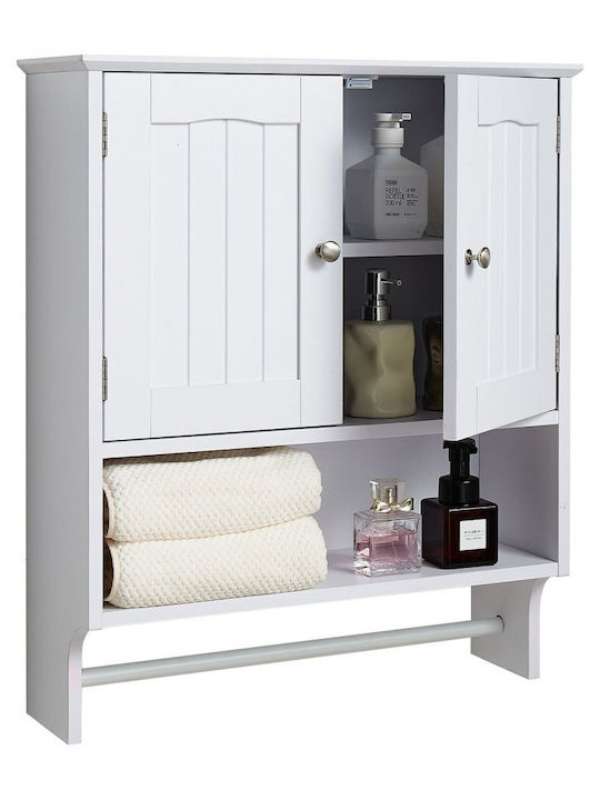 Vevor Wall Mounted Bathroom Shelf Wooden 23x8x27cm White