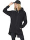 Long Women's Sweatshirt Jacket Hooded Black