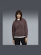 Ess Elevated Women's Sweatshirt Jacket Velvet Hooded Purple