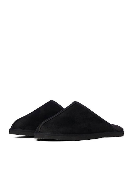 Jack & Jones Χειμερινές Ανδρικές Παντόφλες Μαύρες