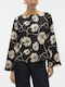 Women's Blouse Floral Black