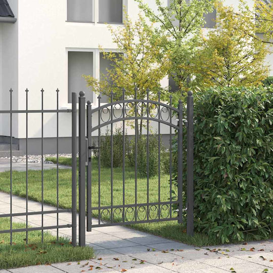 vidaXL Metallisches Gartentor mit Speeren in Grau Farbe 1x1.25m