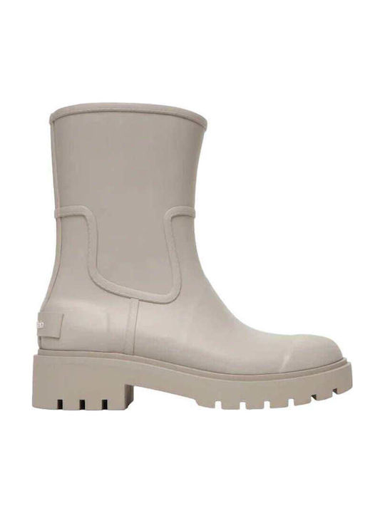 Galoșe de damă Calvin Klein Mid Rainboot din cauciuc ecru