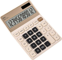Deli Calculator 12 Digits in Beige Color 1pcs
