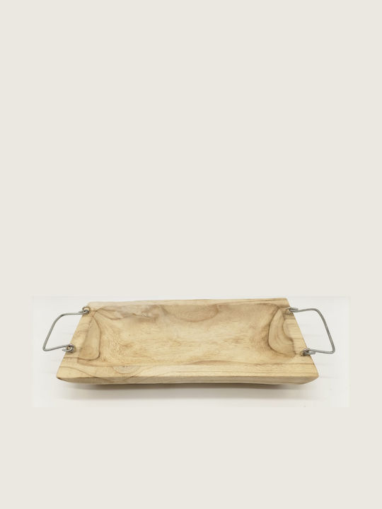 Natural Home Διακοσμητική Πιατέλα Ξύλινη Καφέ 36x18x6.5εκ.