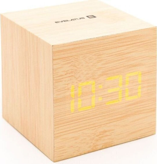 Evelatus Digital Wooden Yellow Tabletop Clock Evelatus Digital Wooden Yellow Tabletop Clock
