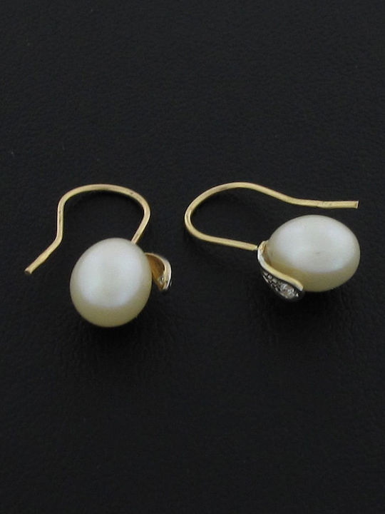 Mertzios.gr Earrings made of Gold 14K with Stones & Pearls