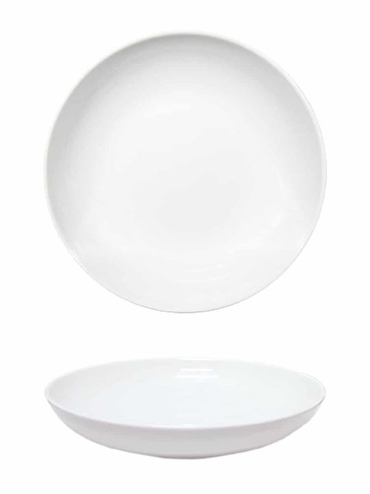 Saturnia Deep Serving Plate from Porcelain White with Diameter 22cm 6 Pieces