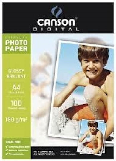 Canson Photo Paper Gloss 180gr/m² for Printers Inkjet 100 Sheets