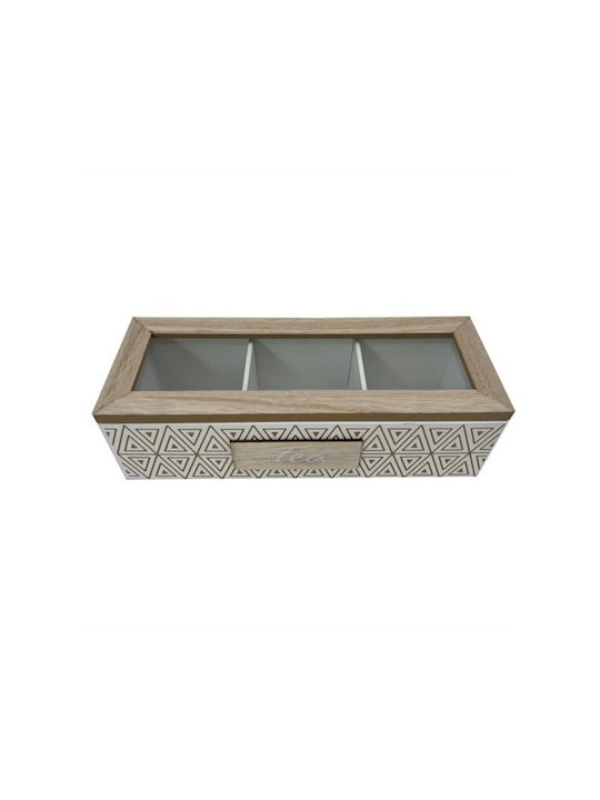 Uncle George Wooden White Tea Box with Lid 9x7x24cm 1 Piece