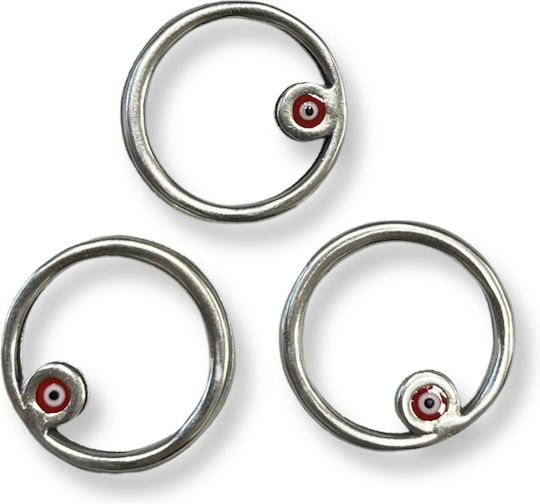 Metal Eye Red Silver 2cm 12 Pcs