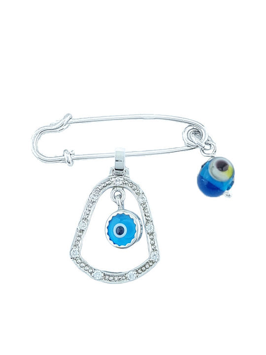Child Safety Pin Talisman made of White Gold 14K